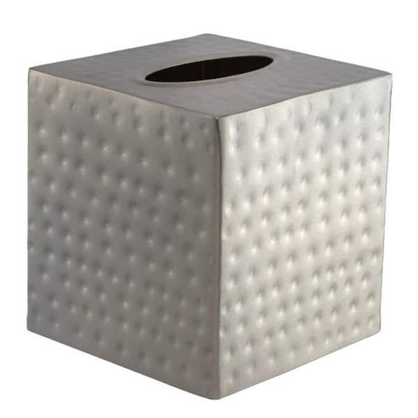 Monarch Abode Monarch Hand Hammered Metal Tissue Box Cover in Pewter