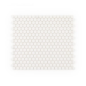 5/8" Muze Hexagon White 9.875 in. x 11.375 in. Hexagon Matte Glass Wall and Floor Mosaic Tile (0.78 sq. ft./Each)