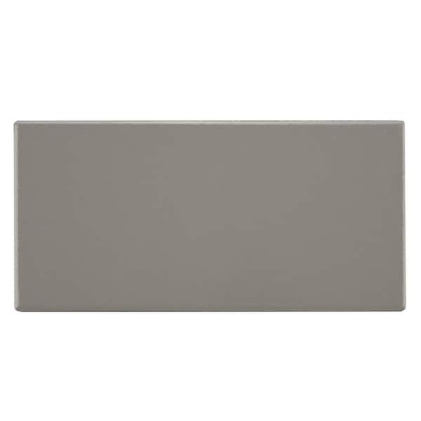 Merola Tile Piscina Brick Glossy Dark Grey 4-7/8 in. x 9-5/8 in. Porcelain Floor and Wall Take Home Tile Sample