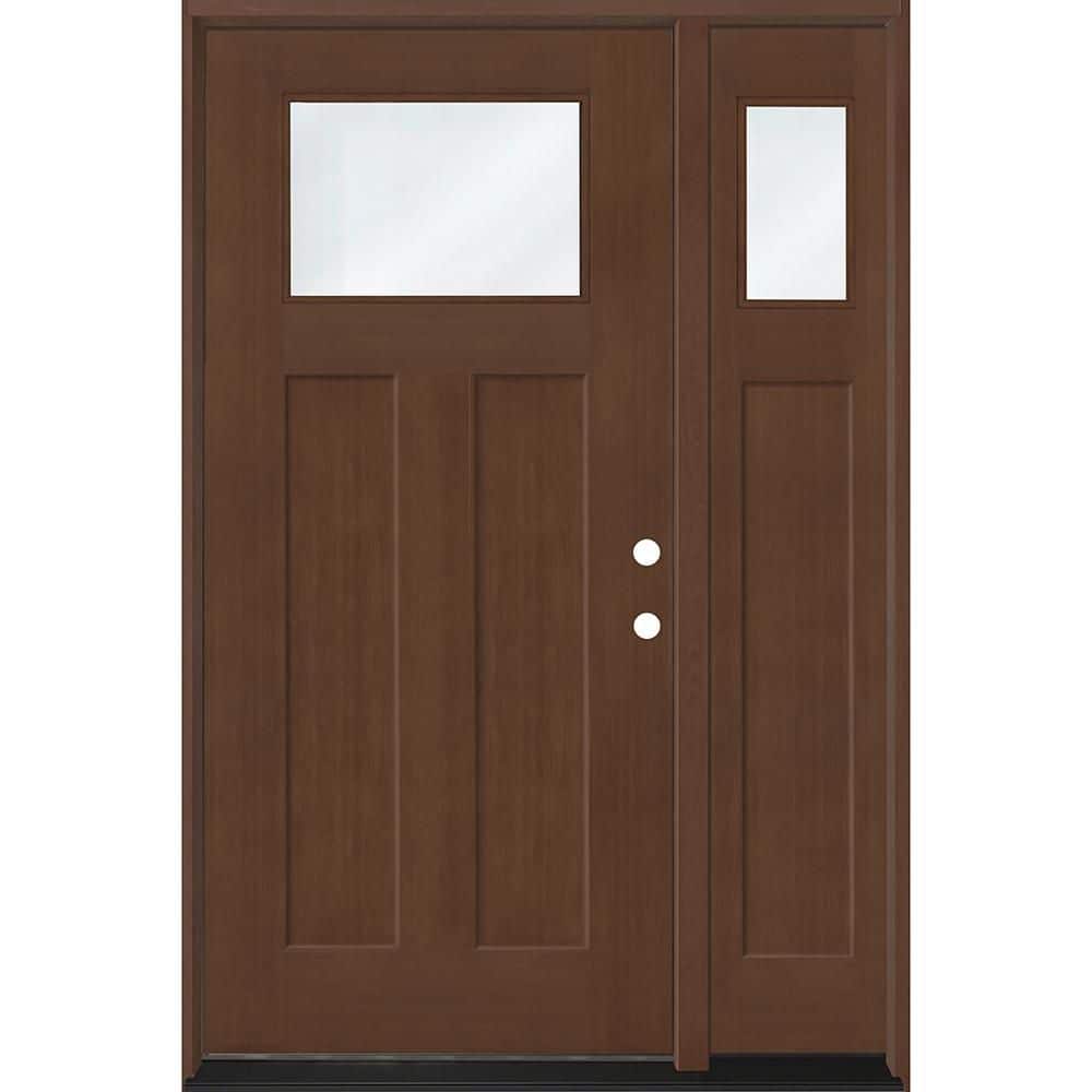 Regency 51 in. x 80 in. 1/4 TopL Clear Glass LHIS Chestnut Fir Fiberglass Prehung Front Door w/12in-1/4Top SL 4-9/16 price history on PriceWatchPro
