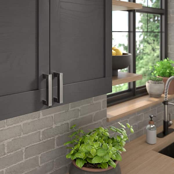 Lipari Collection 3-3/4 in. (96 mm) Modern Brushed Nickel Rectangular Cabinet Bar Pull