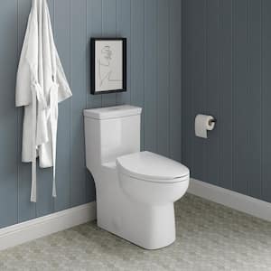 Classe 1-Piece 0.8 GPF/1.28 GPF Dual Flush Elongated Toilet in White, Seat Included