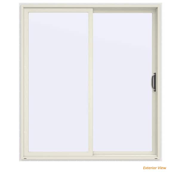 JELD-WEN 72 in. x 80 in. V-4500 Contemporary Vanilla Painted Vinyl Right-Hand Full Lite Sliding Patio Door w/White Interior