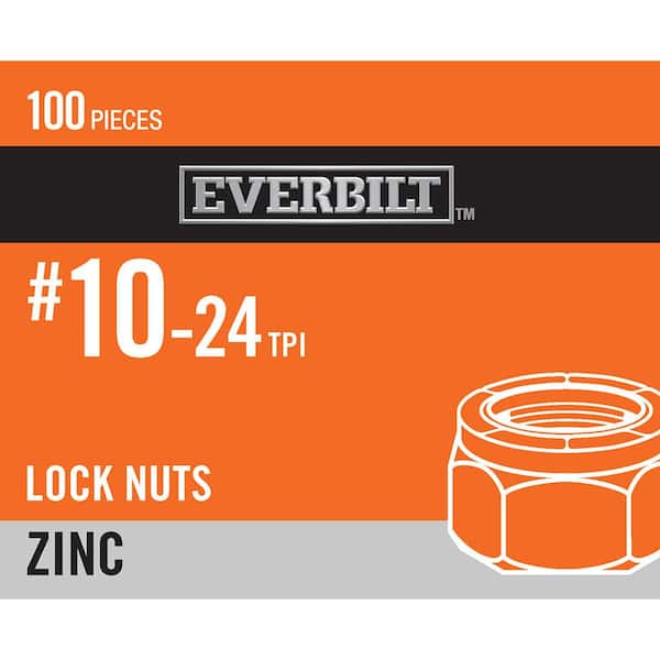 Everbilt #10-24 Zinc Plated Nylon Lock Nut (100-Pack)