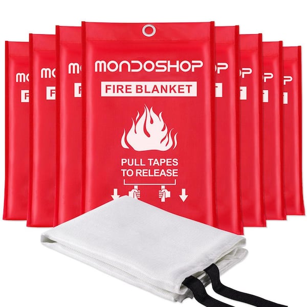 8 Pcs Emergency Fire Blanket for Camping Grill, Fire Retardant Blankets for Home Kitchen for Picnic, Grill, Car, Office