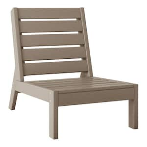 Birchwood Outdoor Patio Deep Seating HDPE Armless Lounge Chair in Weathered Wood