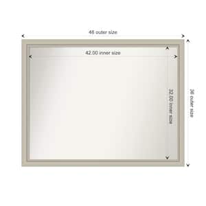 Romano Silver Narrow 45.75 in. x 35.75 in. Custom Non-Beveled Wood Framed Bathroom Vanity Wall Mirror