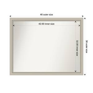 Romano Silver Narrow 45.75 in. x 35.75 in. Custom Non-Beveled Wood Framed Bathroom Vanity Wall Mirror