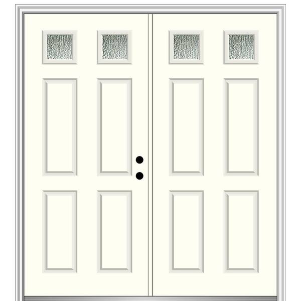 MMI Door 72 in. x 80 in. Left-Hand Inswing Rain Glass Alabaster Fiberglass Prehung Front Door on 6-9/16 in. Frame