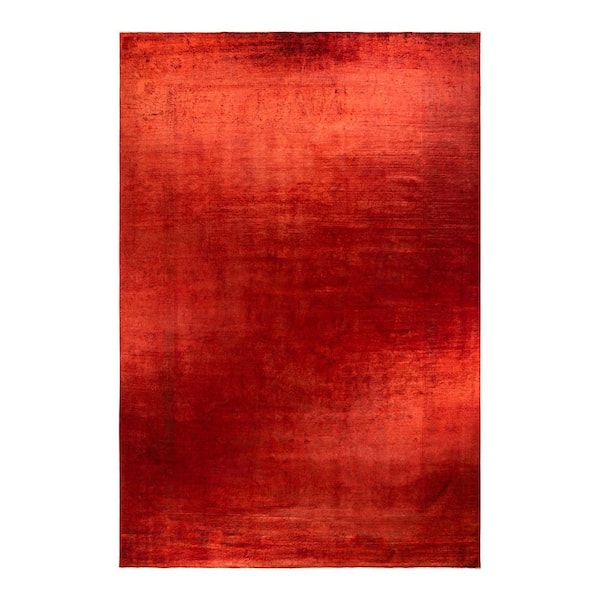 Overdyed Red 12 ft. x 18 ft. Solid Wool Indoor Area Rug