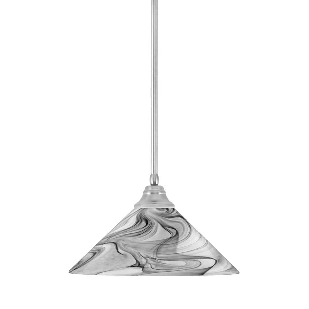 Sparta 100-Watt 1 Light Brushed Nickel Shaded Pendant Light with 16 in. Ony