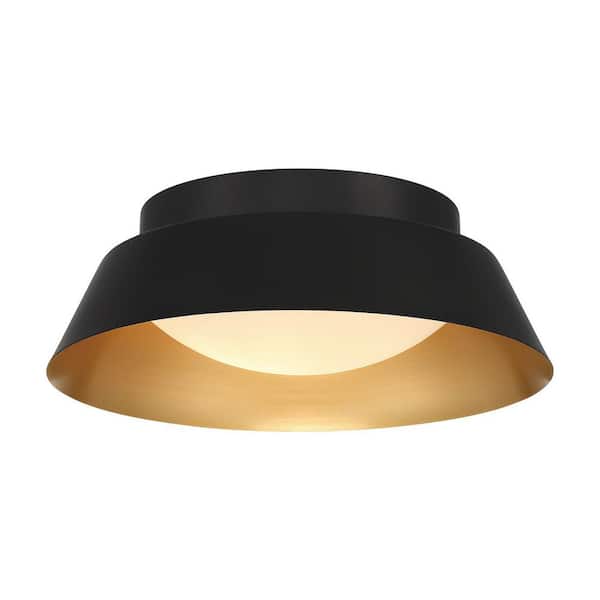 15 Donoven 2 Light Matte Black Plus Gold Flush Mount