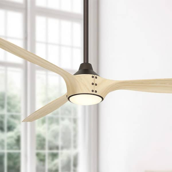 Pierce-65 65 in. Smart Indoor Dark Bronze Low Profile Ceiling Fan with Integrated LED, Remote Control Included