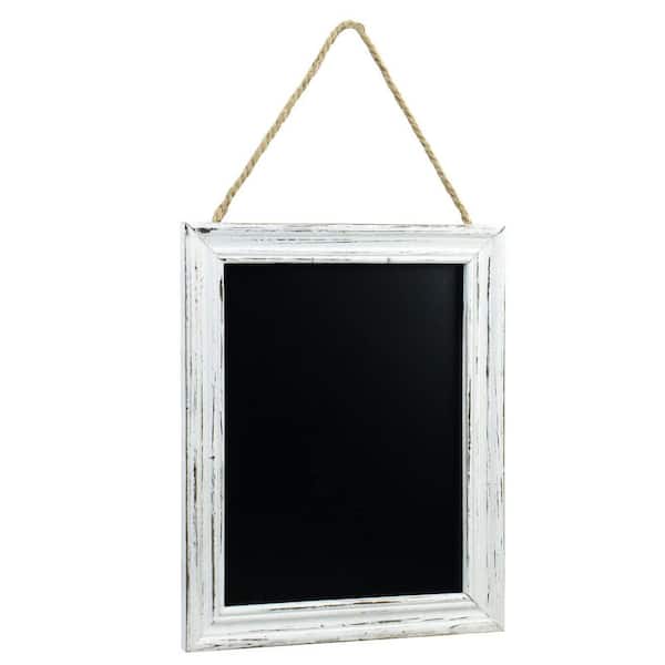 Unbranded Rustic Wall Hanging Magnetic Chalkboard Sign 14 in. x 11 in. Wood Framed Display Board with Easy Clean White