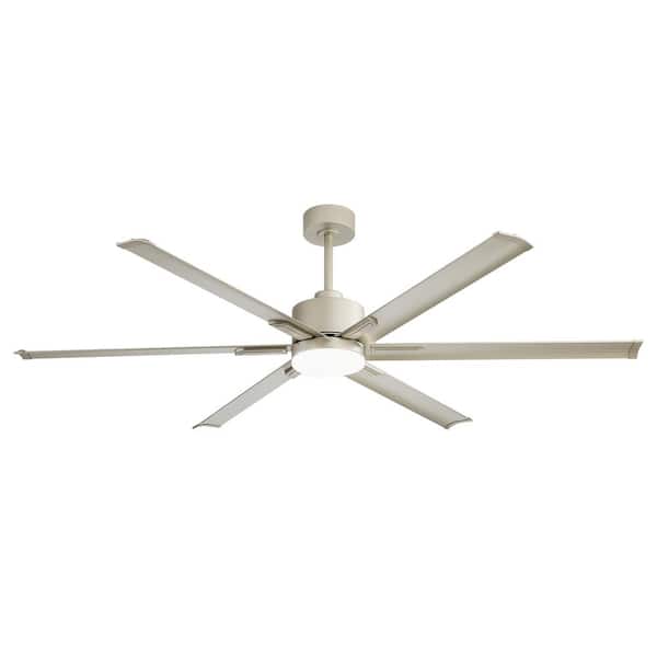 Breezary Patsy 72 in. Integrated LED Indoor Aluminum-Blade Champaign Silver Ceiling Fan with Light and Remote Control Included