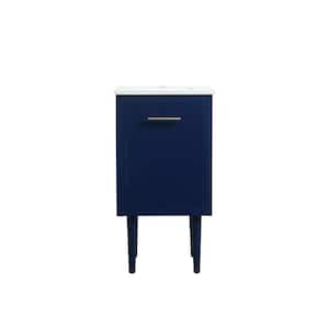 Simply Living 18 in. W x 19 in. D x 33.5 in. H Bath Vanity in Blue with Ivory White Engineered Marble Top