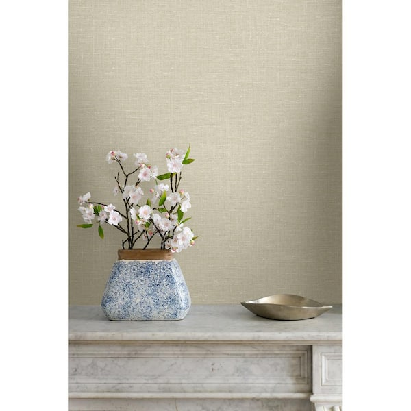 60.75 sq. ft. Soft Tan Nomi Embossed Vinyl Unpasted Wallpaper Roll