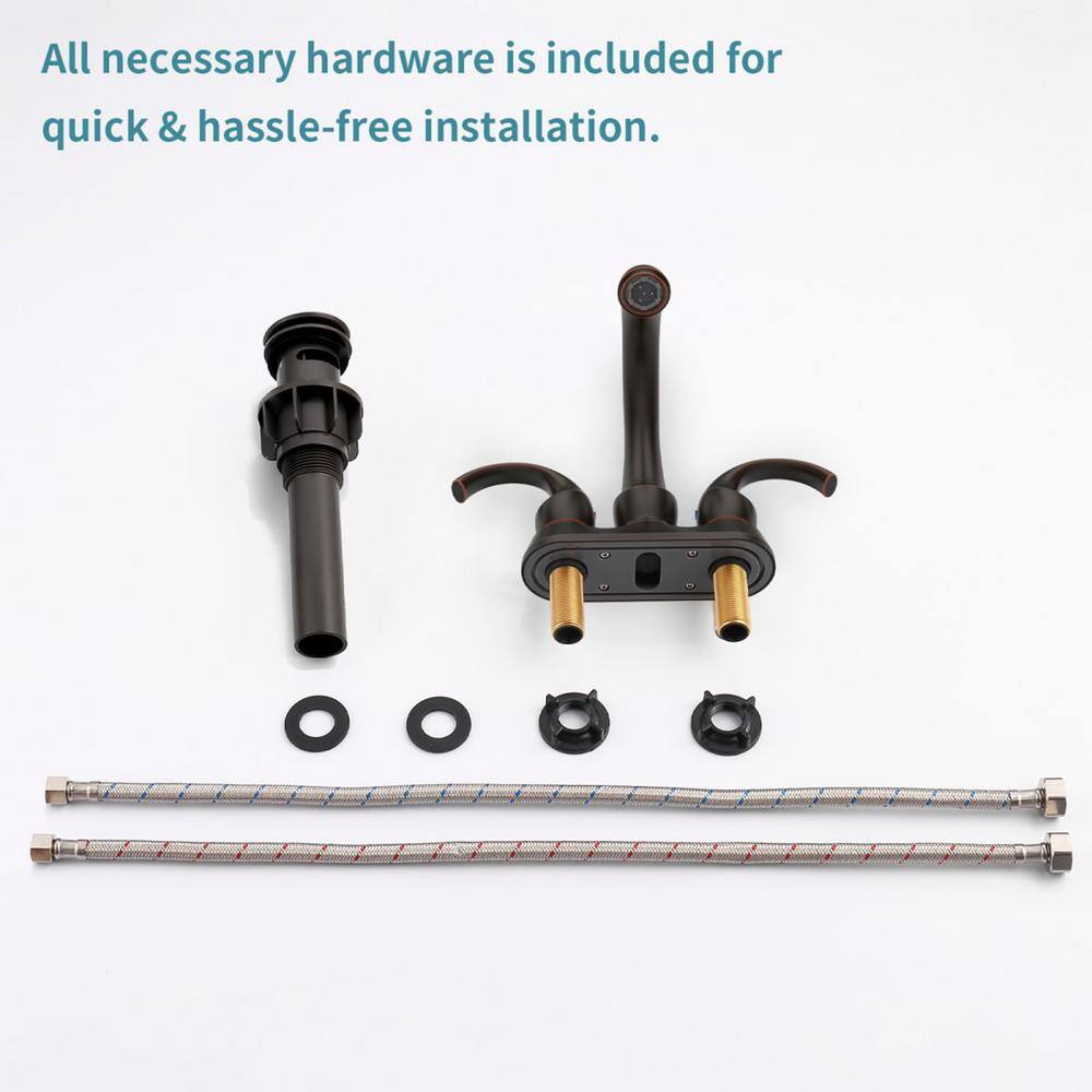 Oil Rubbed Bronze Double Handle Bathroom Faucet with Drain Assembly