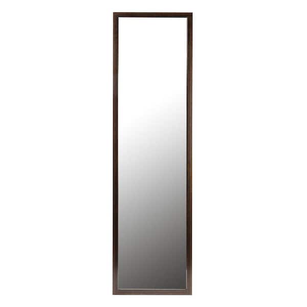 TRUU DESIGN 12 in. W x 48 in. H Dark Wood Over-The-Door Mirror