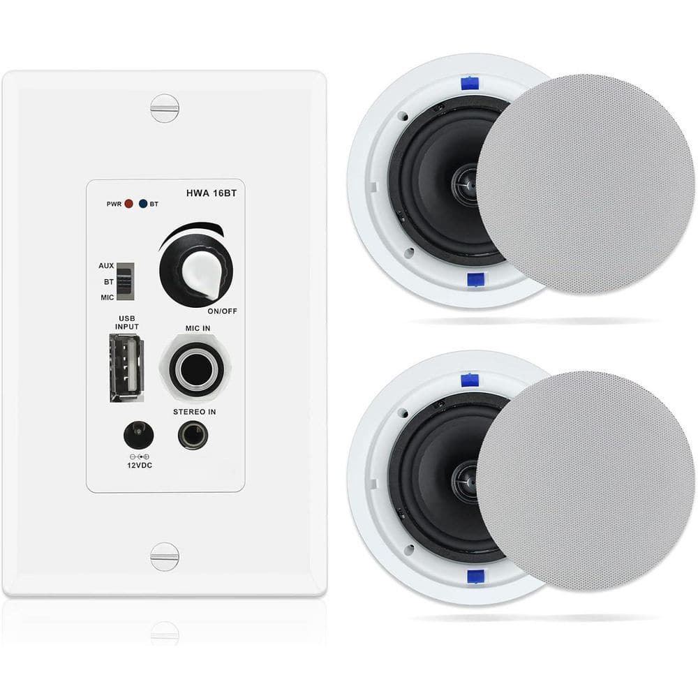Herdio 6.5 in. Bluetooth Ceiling Speakers 320-Watt with Wall Amplifier-For Home, Office and More (White, Pair) price history on PriceWatchPro