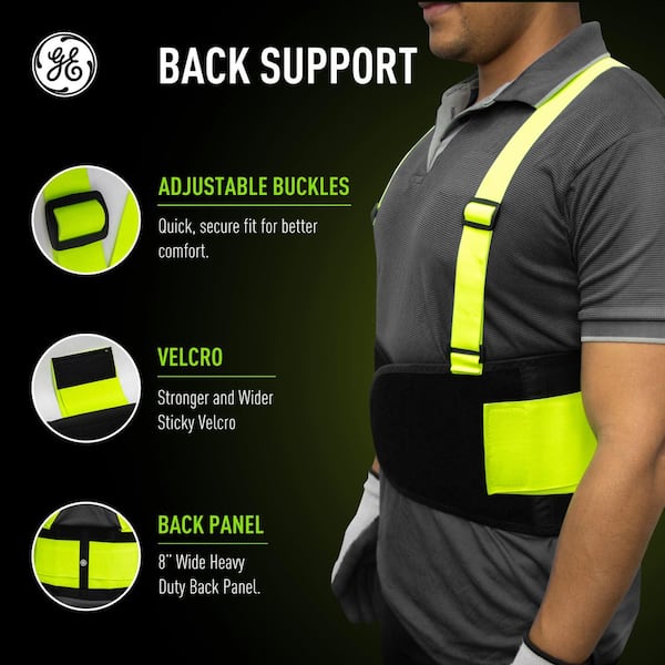 GE XL Back Support Belt in Hi-Vis Yellow-GR542XL GR542XL - The