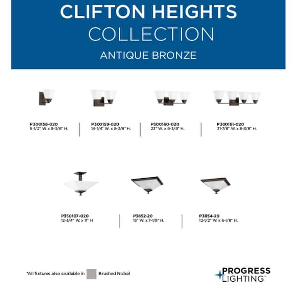 Clifton Heights Collection 4-Light Antique Bronze Etched Glass Craftsman Bath Vanity Light