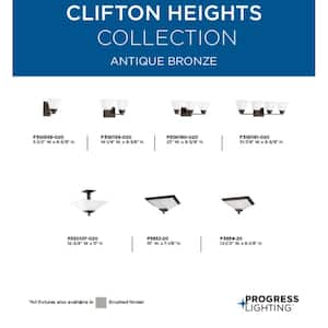 Clifton Heights Collection 2-Light Antique Bronze Etched Glass Craftsman Bath Vanity Light