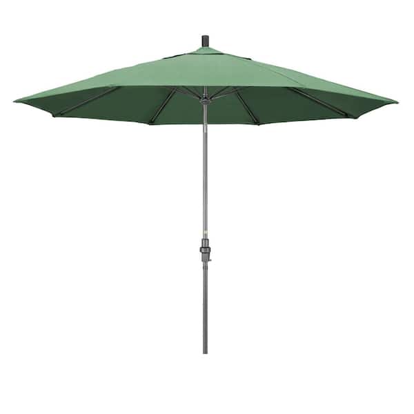 fiberglass patio umbrella grey California Umbrella 11 ft. Grey Aluminum Market Patio Umbrella Fiberglass  Ribs Collar Tilt Crank Lift in Spa Pacifica 194061209141