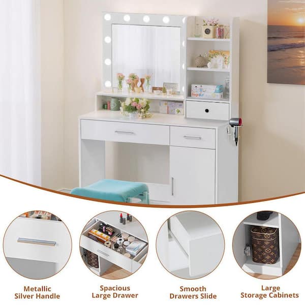 chinese dress ladies Dresser For Women Makeup Vanity Set Table With LED Light Mirror Stool F426 main image 1