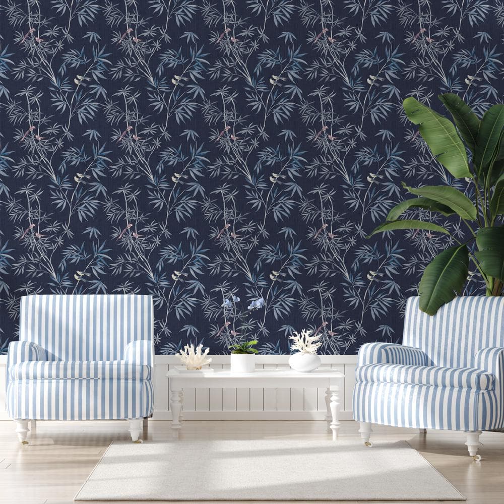 Nightfall Bamboo Chinoiserie Peel and Stick Wallpaper Roll