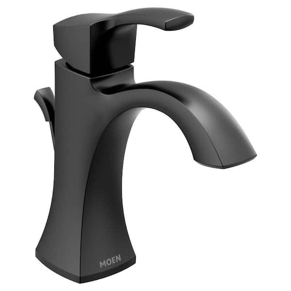 Voss 1-Handle Single Hole Bathroom Sink Faucet with Deck Plate Included and Low Lead in Matte Black