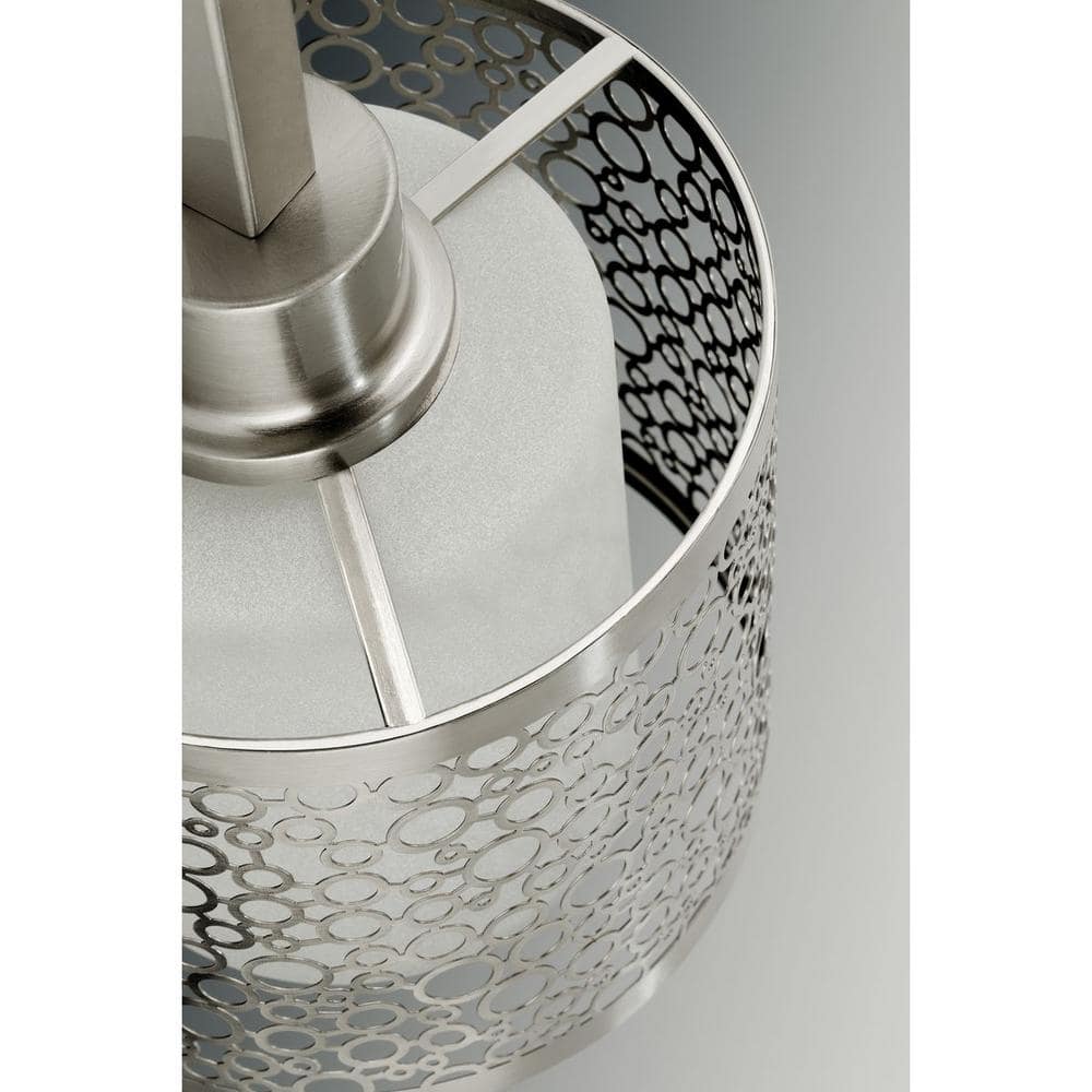 Brushed Nickel Mini Pendant with Etched Glass Shade