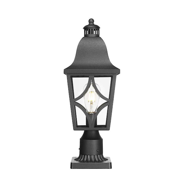 Unbranded 20.2 in. H Light Black Aluminum Outdoor Waterproof Post Light with No Bulbs Included (2-Pack)
