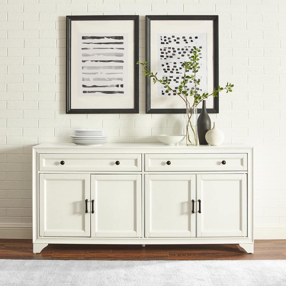 Tara Distressed White Modern Farmhouse Sideboard