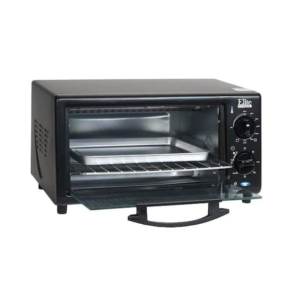 Elite 4-Slice Black Toaster Oven Broiler