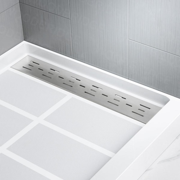 Woodbridge 60 in. L x 36 in. W Alcove Zero Threshold Shower Pan Base with Center Drain in Black, Low Profile, Wheel Chair Access