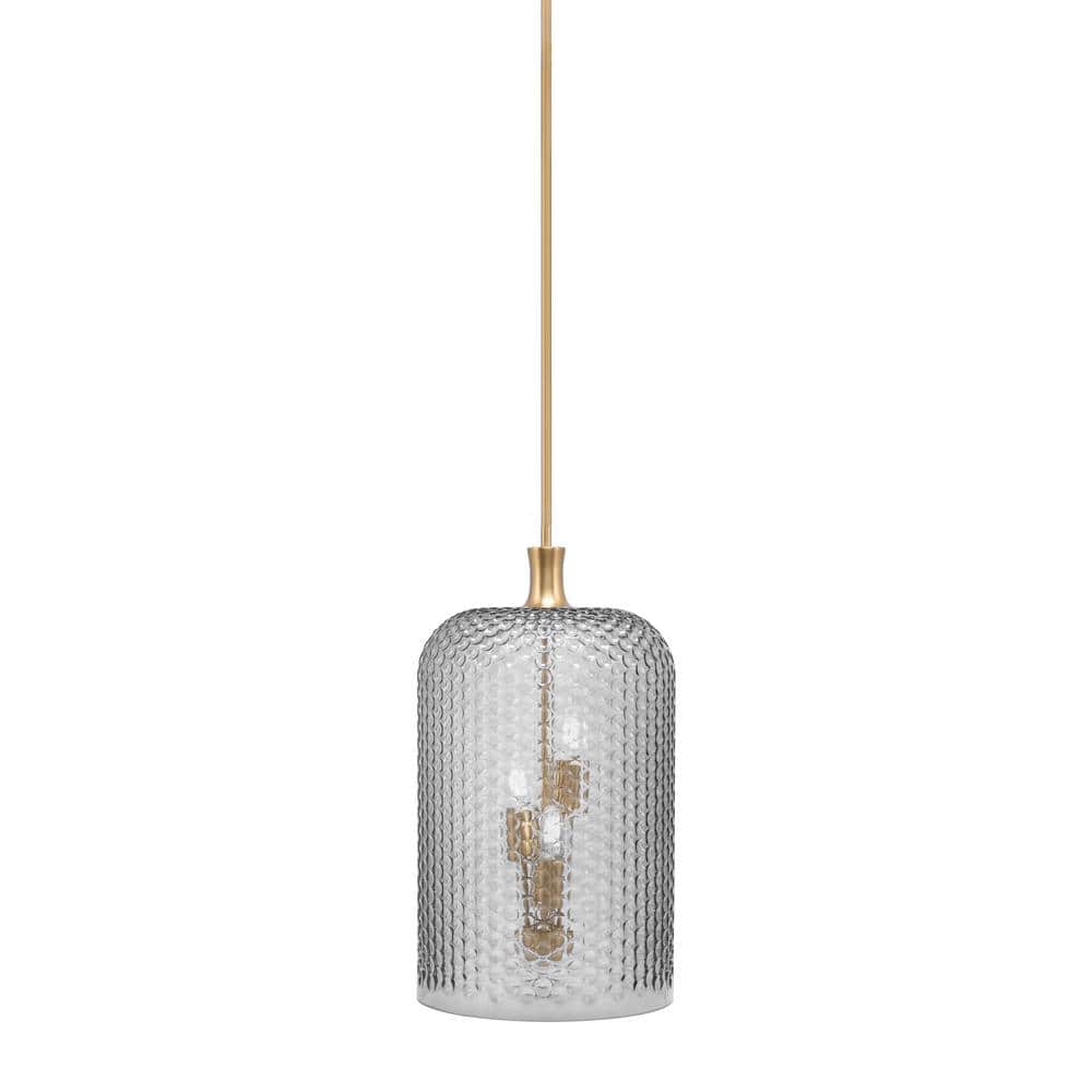 Tyler 60-Watt 3-Light New Age Brass Cluster Pendant Light with 12 Smoke 