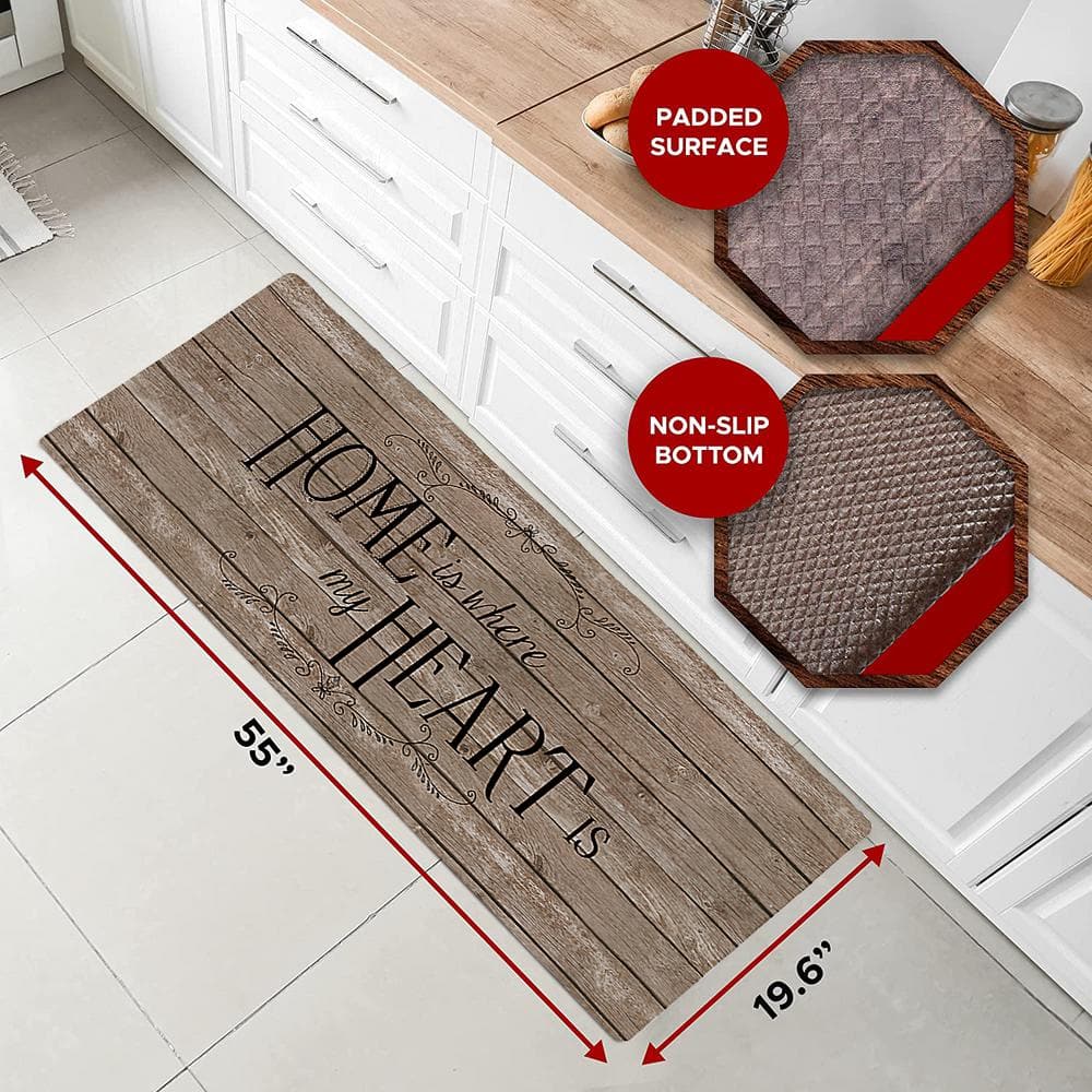 Heartwood Brown and Black Anti-Fatigue Kitchen Runner Mat