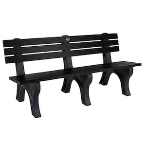 Aurora 6 ft. 3-Person Black Recycled Plastic Outdoor Traditional Park Bench
