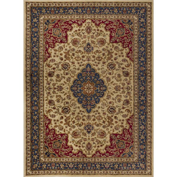 Sensation Border Ivory 9 ft. x 12 ft. Indoor Area Rug