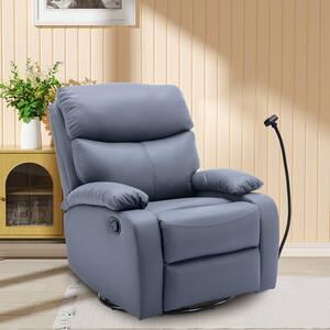 30.2 in Dark Grey Faux Leather Manual Swivel Rocker Recliner Chair