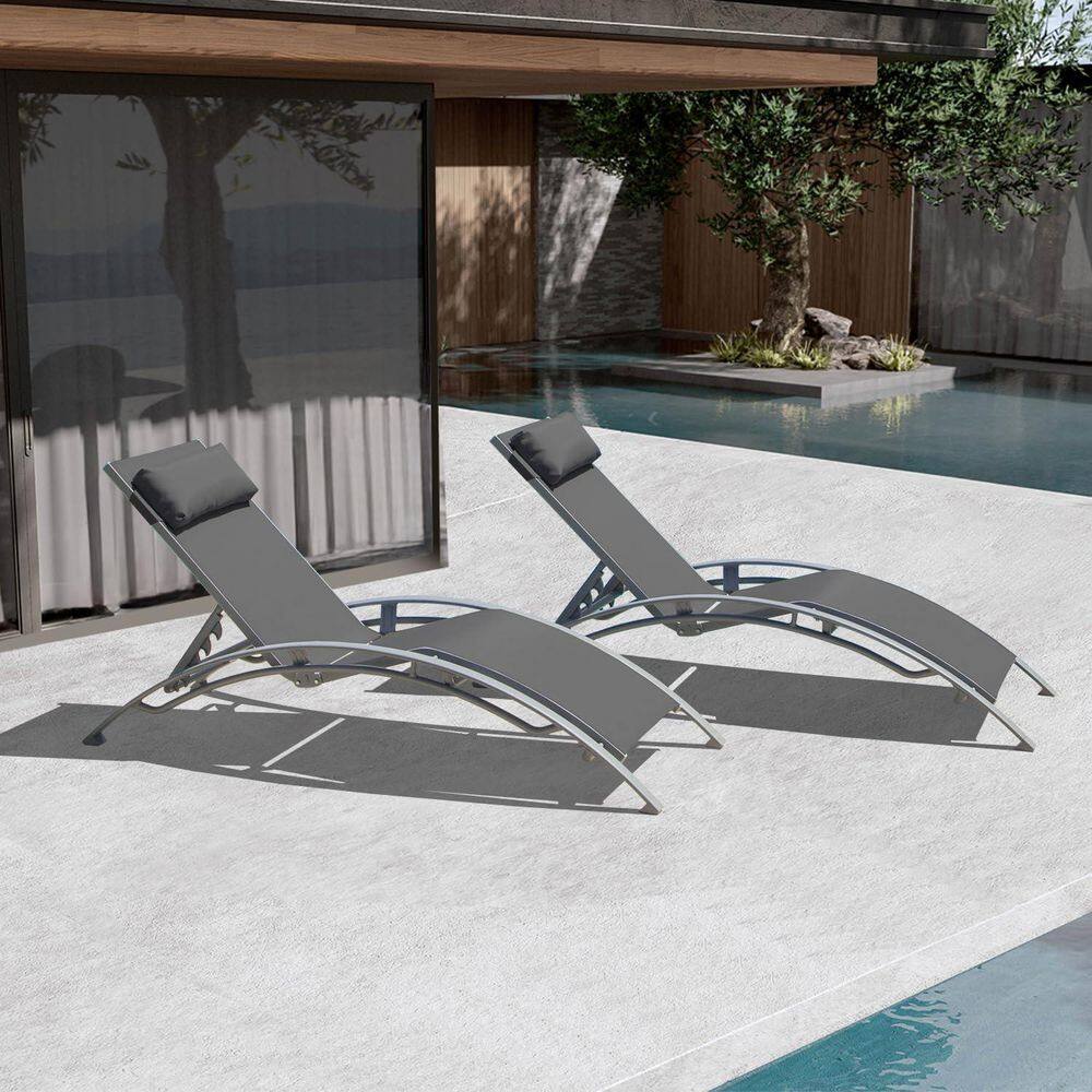 Patio Chaise Lounge Set, 2-Pieces Aluminum Adjustable Pool Lounge Chairs Gray price history on PriceWatchPro