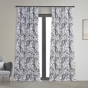 Edina Grey Printed Cotton Blackout Curtain - 50 in. W x 84 in. L (1 Panel)