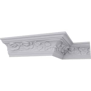 SAMPLE - 3-1/8 in. x 12 in. x 3-1/8 in. Polyurethane Rose Crown Moulding
