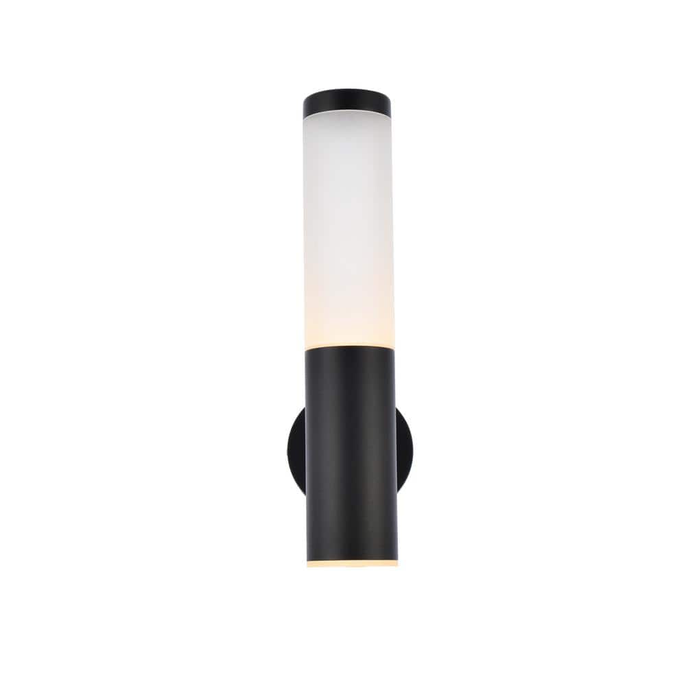 Timeless Home 1-Light Tubular Black LED Outdoor Wall Sconce
