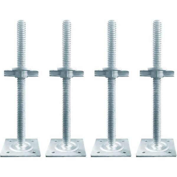 Adjustable Scaffold Leveling Jack 18 Inch 1-1/4 Inch OD for Baker-Style Scaffolding 4 Pack