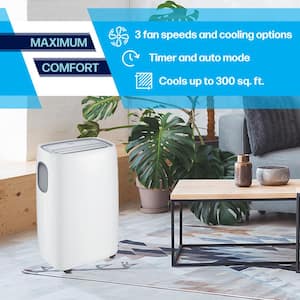 6,000 BTU Portable Air Conditioner Cools 350 Sq. Ft. with Auto Restart and Wheel in White