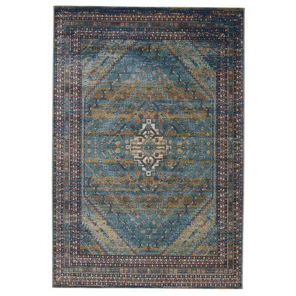 Medallion Area Rug Rug148499, Green And Blue Area Rugs