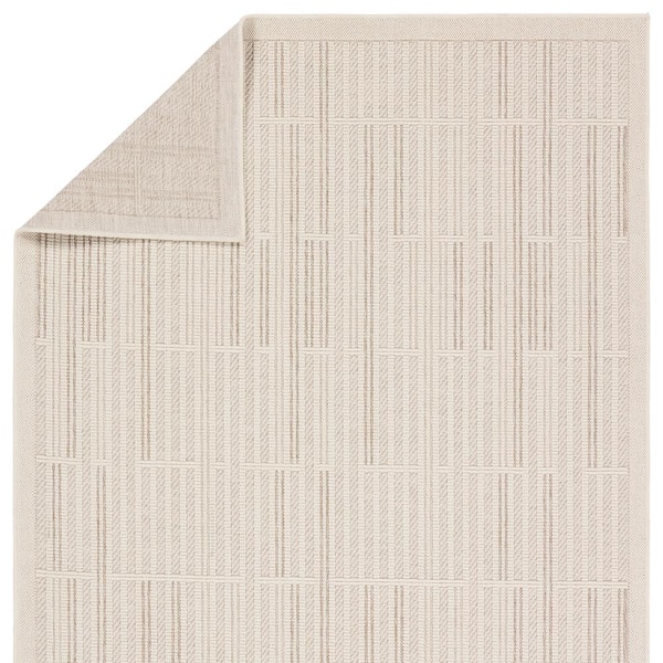 Vibe Quantum Cream/Beige 3 ft. x 8 ft. Runner Striped Polypropylene Indoor/Outdoor Area Rug