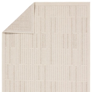 Vibe Theorem Taupe/Cream 5 ft. x 8 ft. Striped Polypropylene Indoor/Outdoor Area Rug